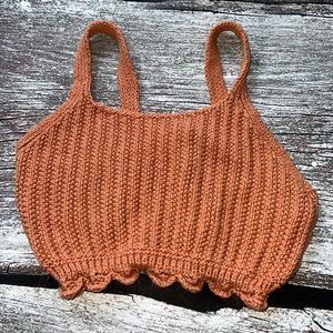 Zara Little girls knitted brown spaghetti strap crop top size 7